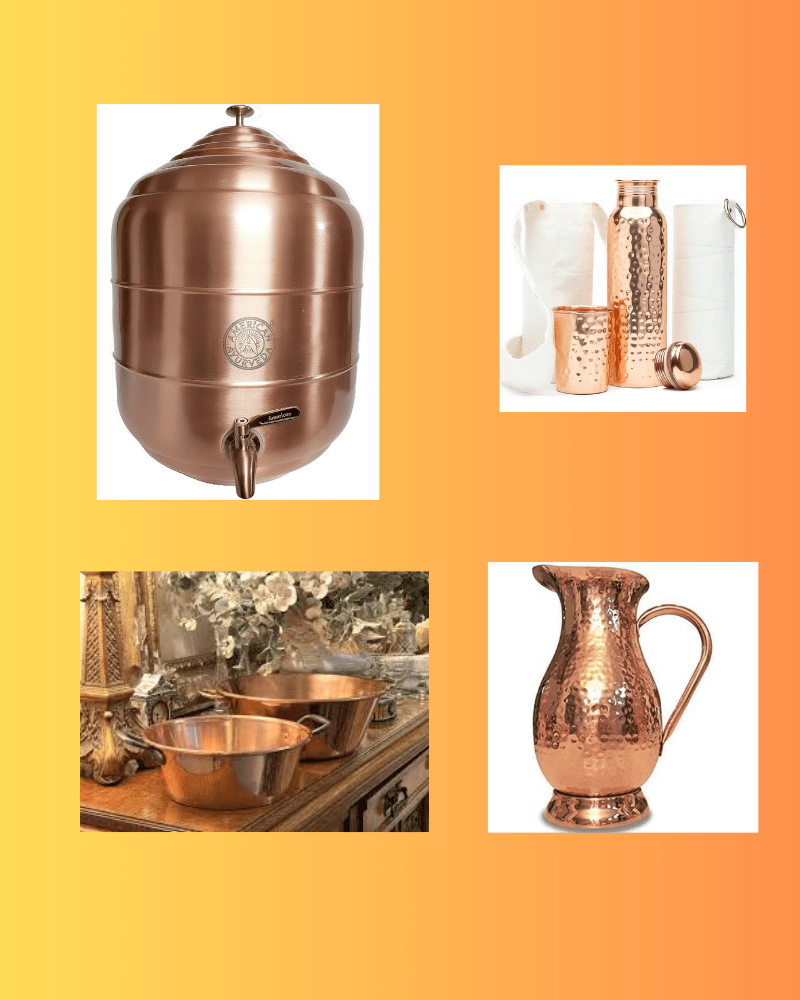 The use of copper pans, water dispensers and copper bottles.
